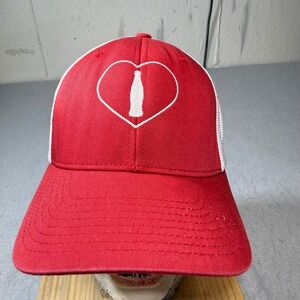 Coca Cola Heart Bottle Logo Red White Mesh Trucker Hat Cap Flexfit